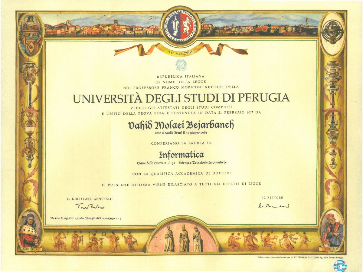 Bachelor's Degree in Computer Science - University of Perugia 2017