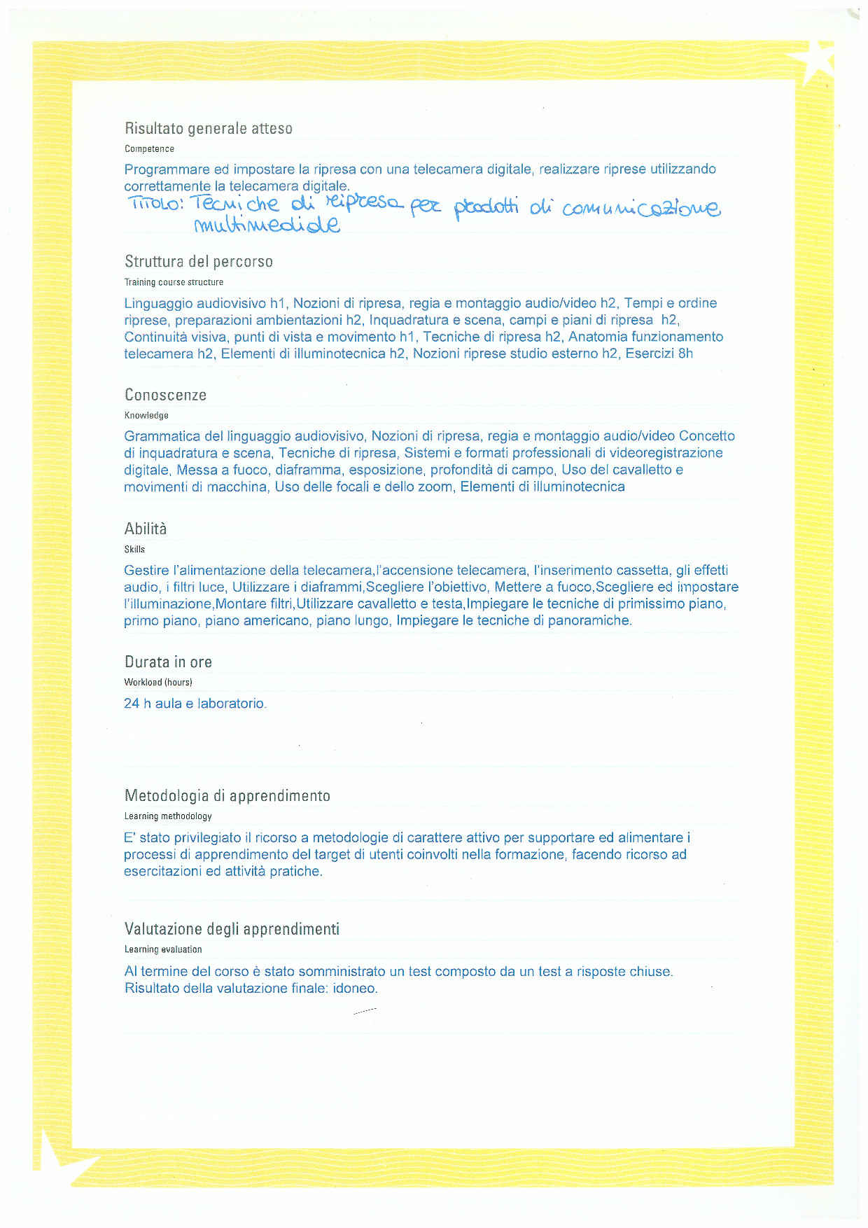 Multimedia Shooting Certificate - Back