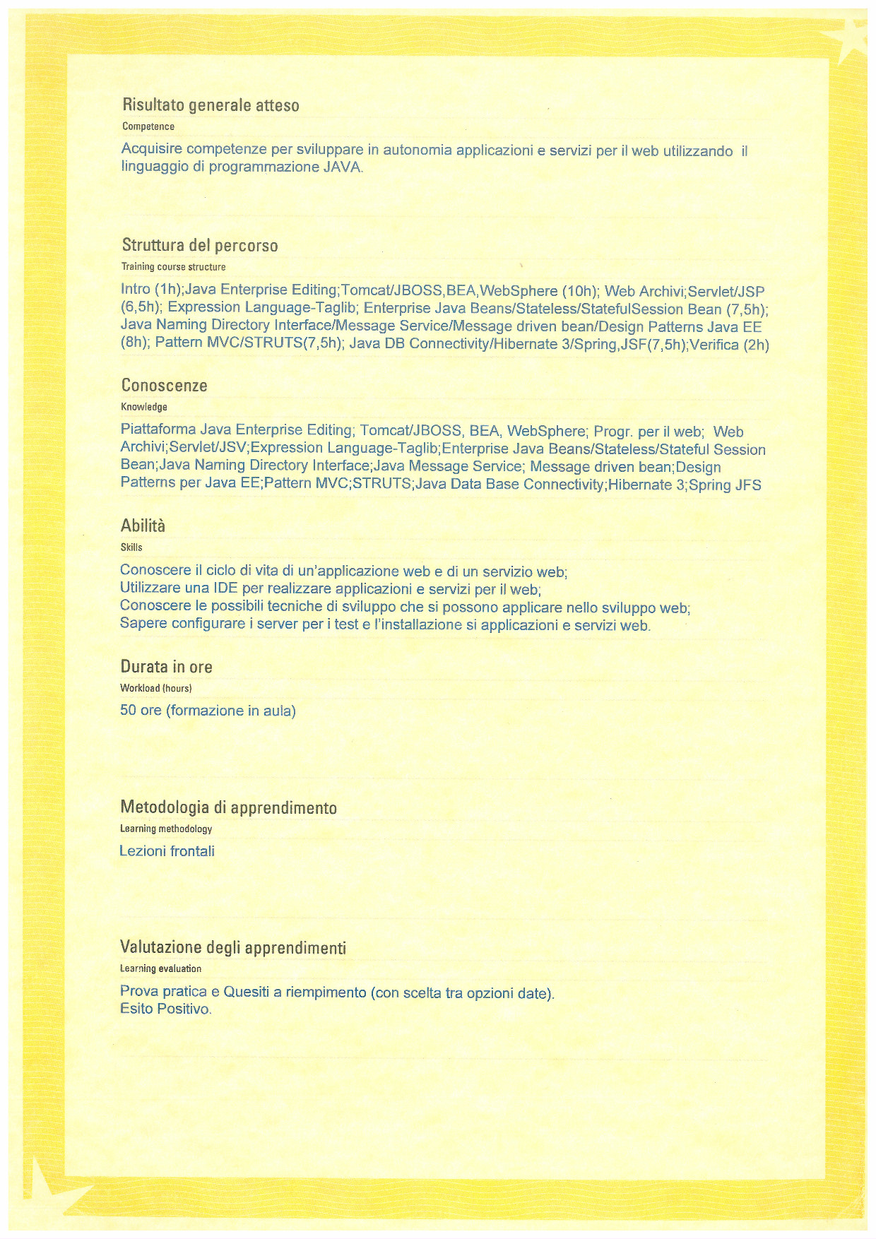 Web Programming Java Certificate - Back