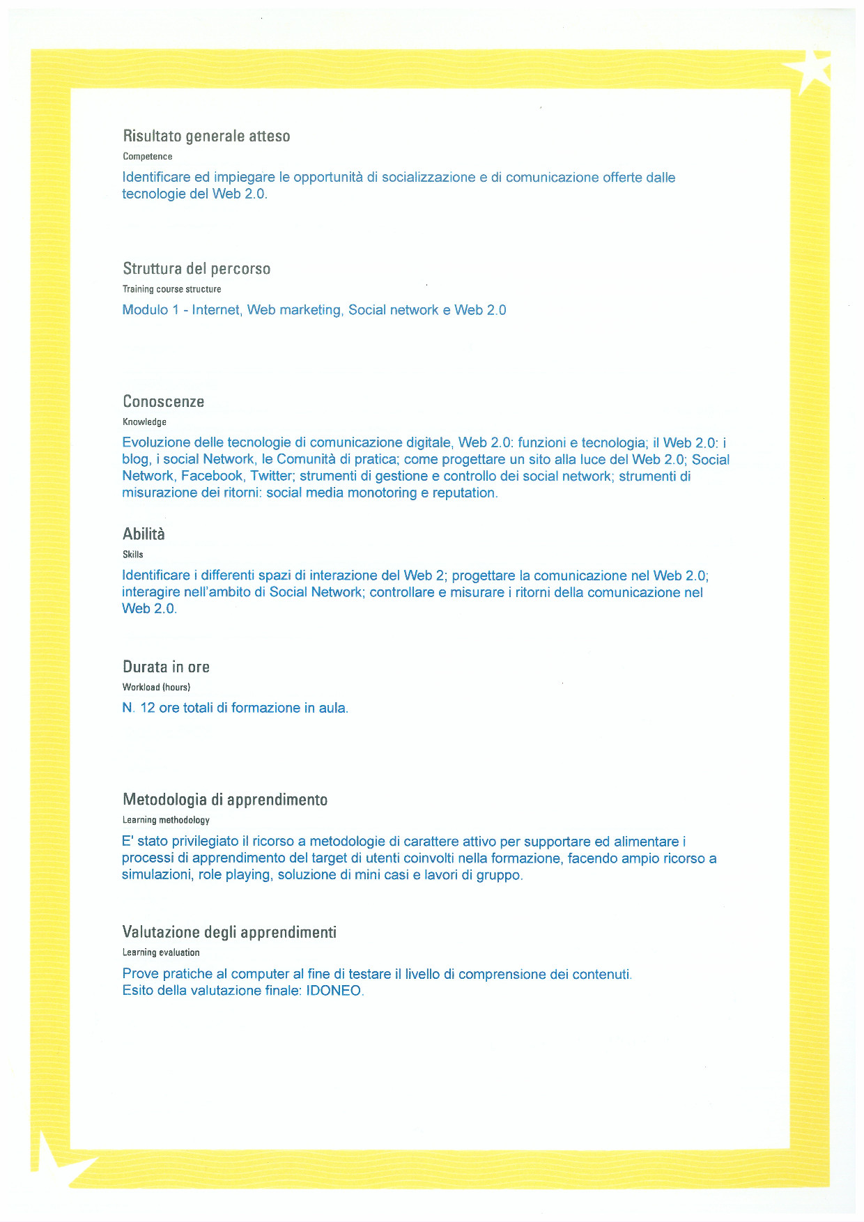 Web Marketing Certificate - Back