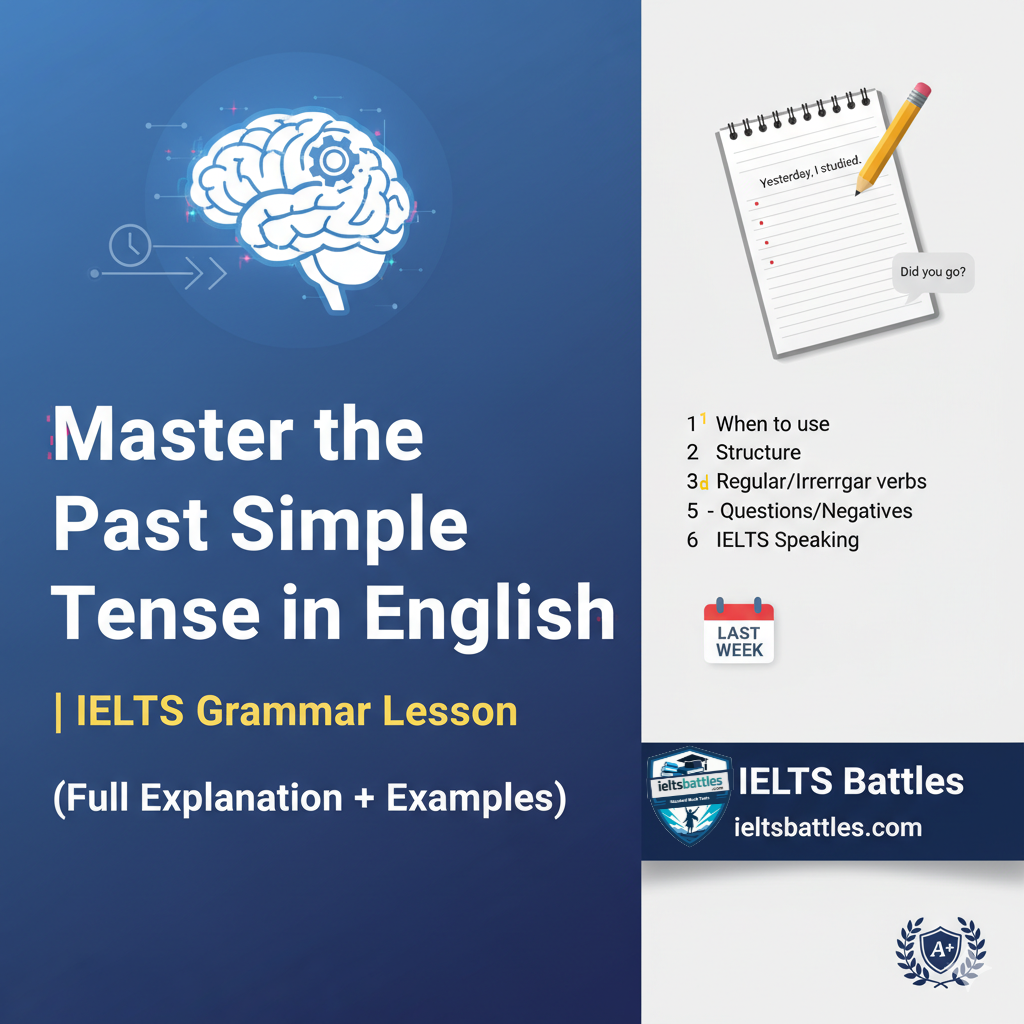 Past Simple Tense Lesson Illustration showing completed actions in the past