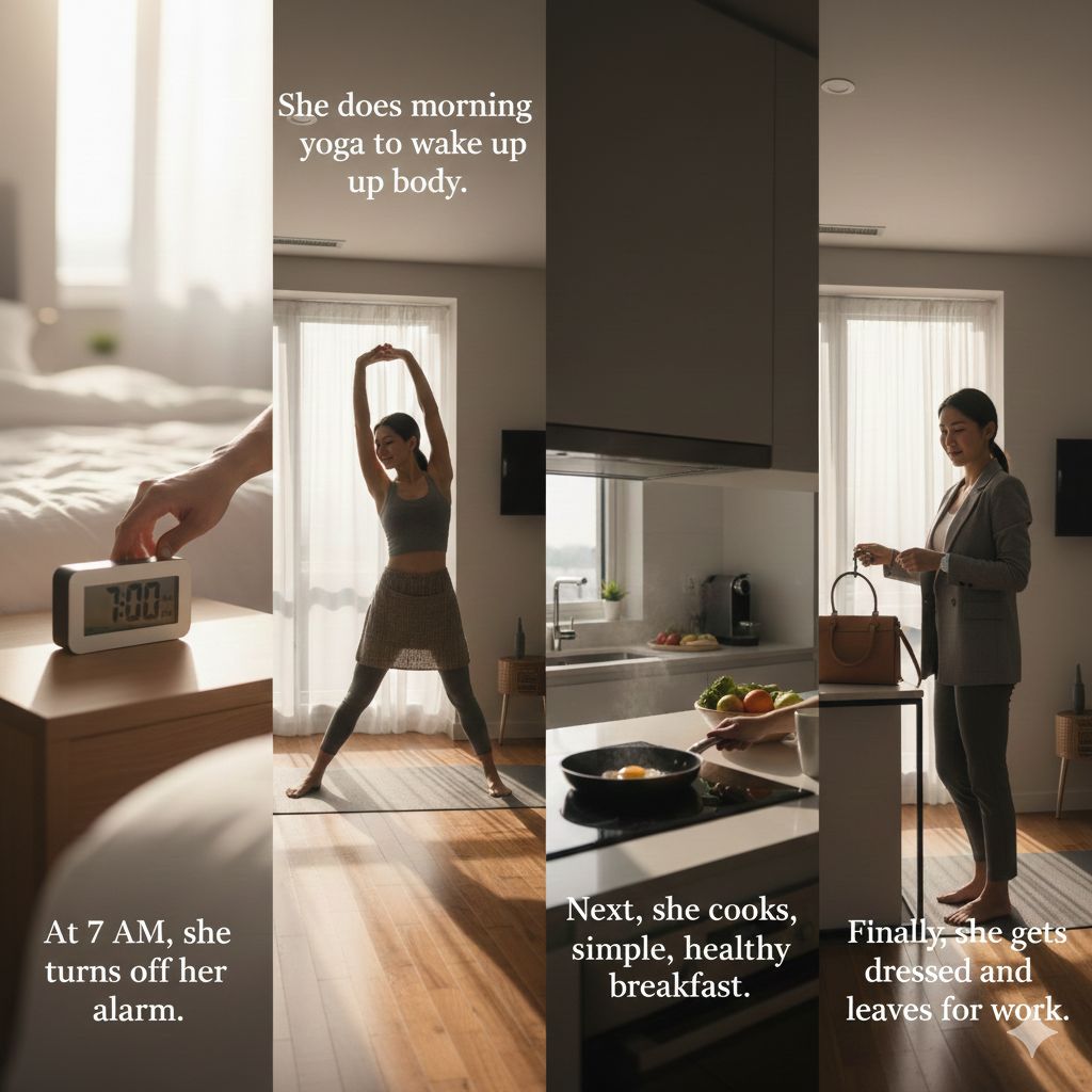 Daily habits and routines: I wake up at 7 AM, She drinks coffee every morning, They exercise regularly